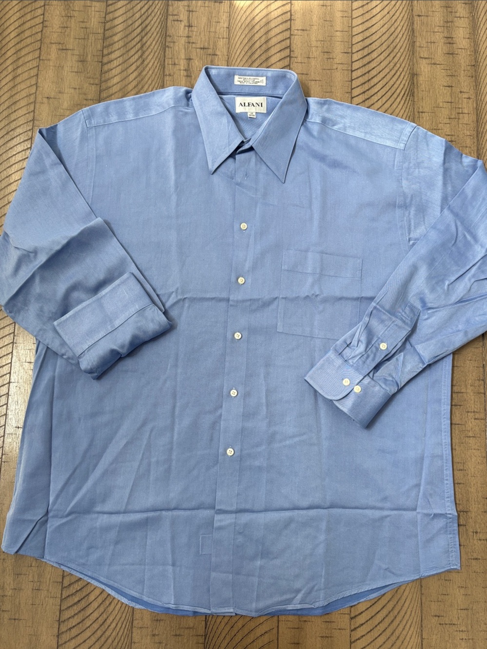 Alfani Men's Light Blue Long-Sleeve Dress Shirt with Point Collar
